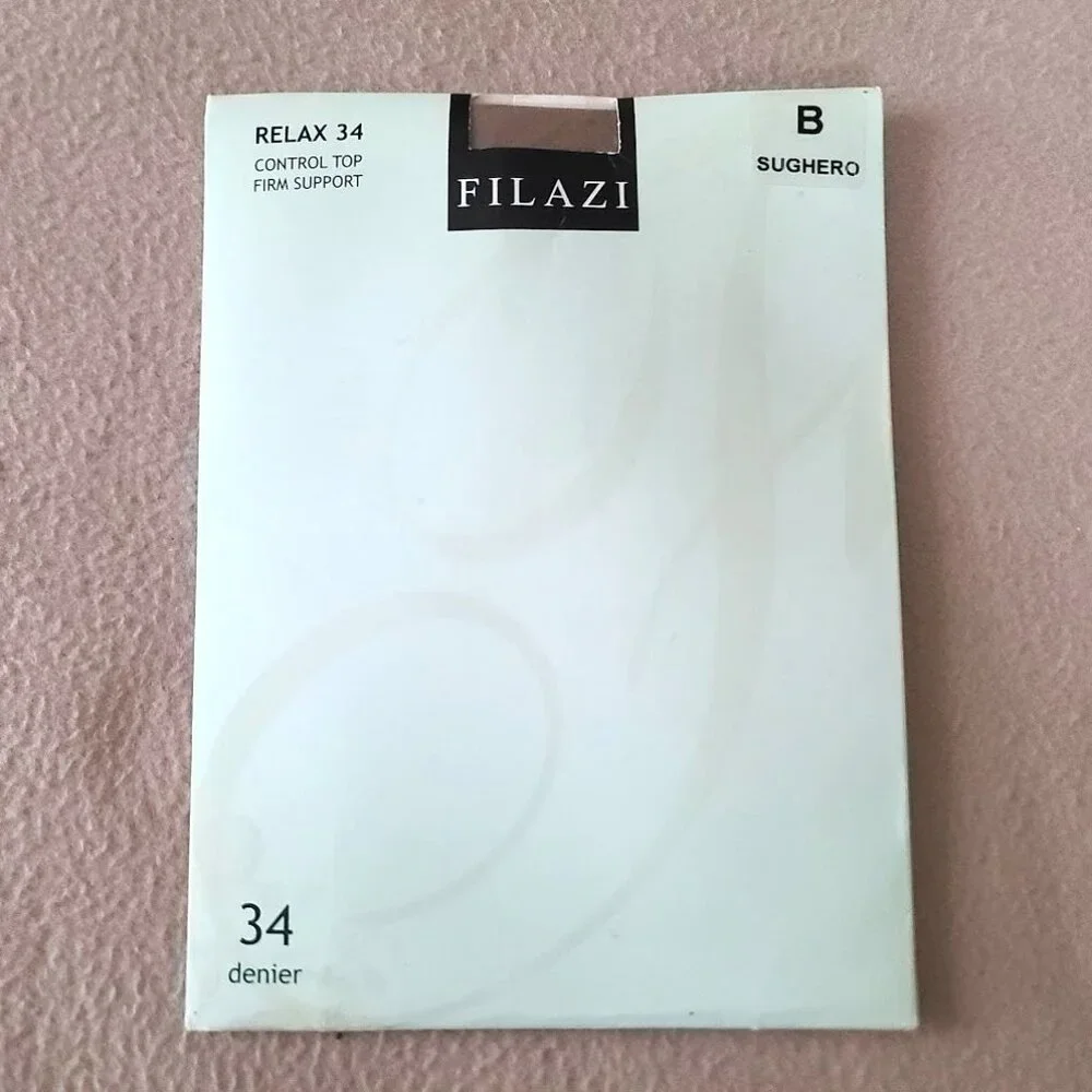 Filazi Relax 34 Control Top Firm Support Satin Pantyhose Sz B Honey/Tan NEW